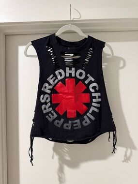 Red Hot Chili Peppers Tank Knotted Festival 100-% Cotton Black Small
